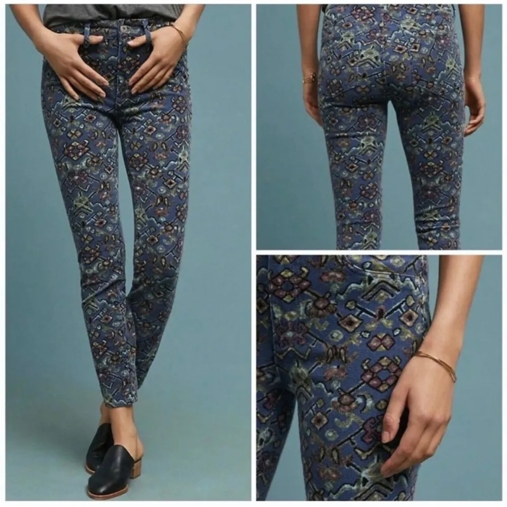 Anthropologie Pilcro Abstract Curduroy High Rise Skinny pants size 28